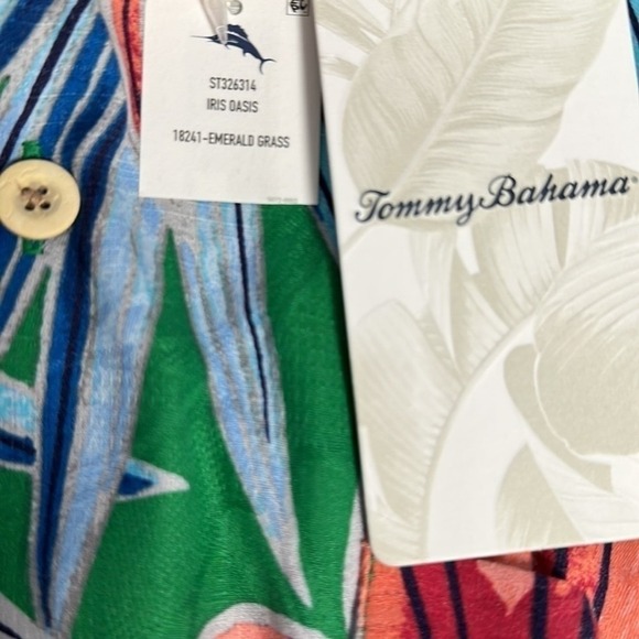 Tommy Bahama Mens Large Iris Oasis Emerald Green Hawaiin Short Sleeve Shirt NWT - Picture 7 of 7